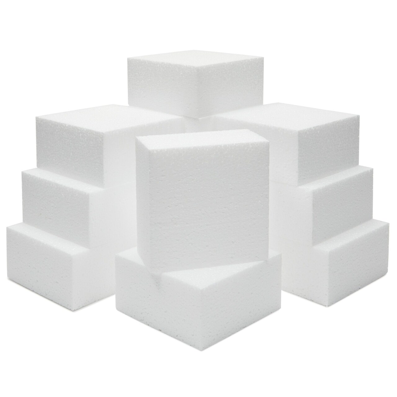12 Pack Foam Blocks for Crafts, Polystyrene Brick Rectangles for Floral Arrangements, Art Supplies, Holiday Decor (4 x 4 x 2 In, White)